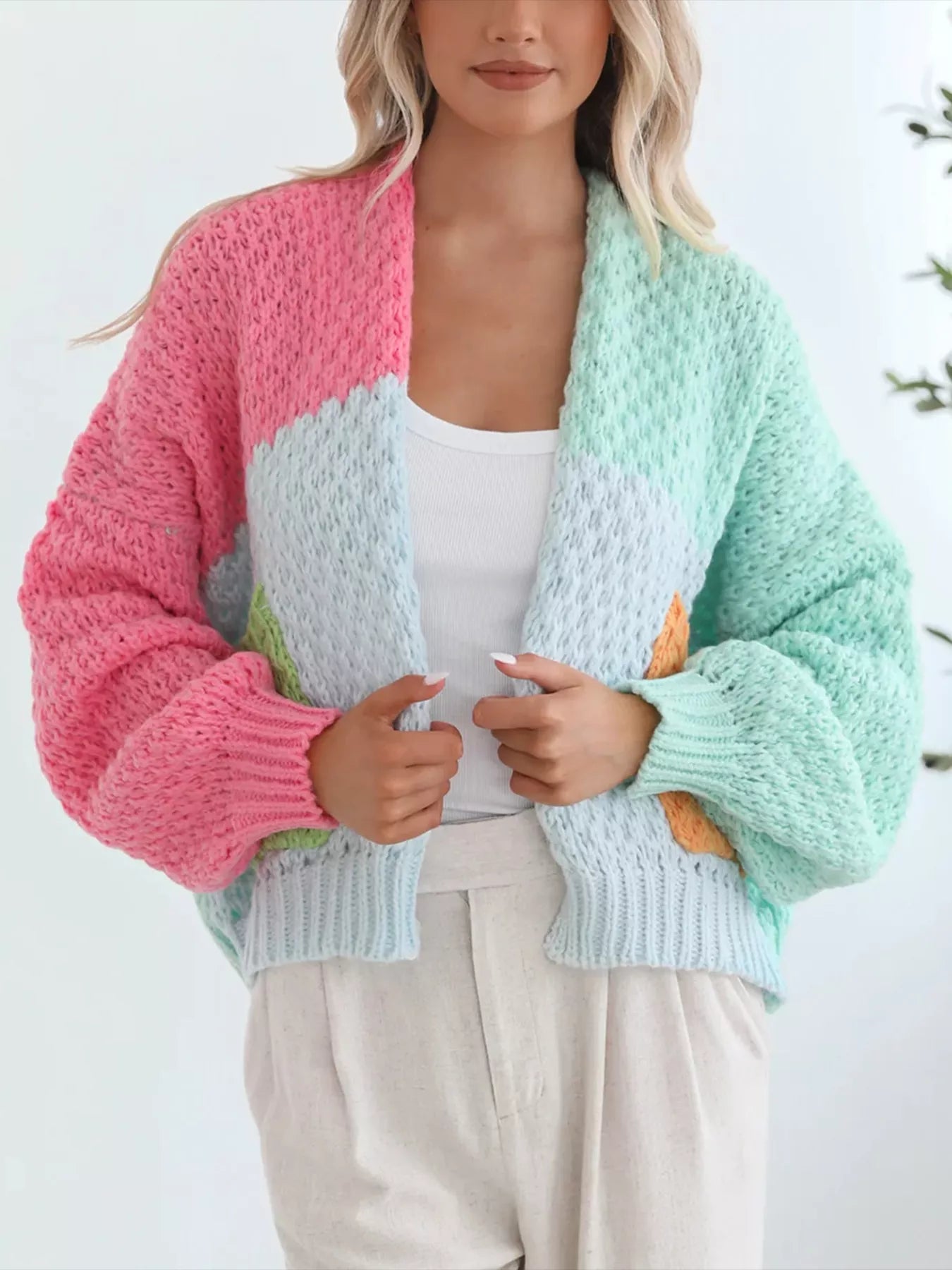 Color Block Open Front Cardigan – EASTOXIDE